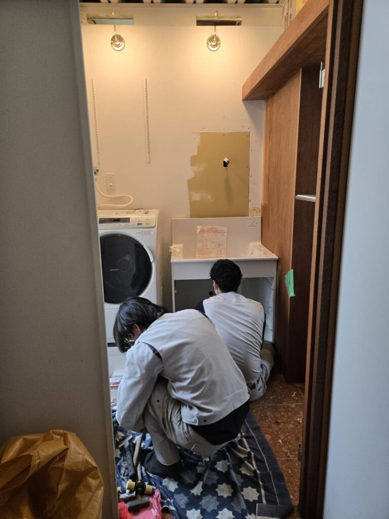 洗面台設置工事